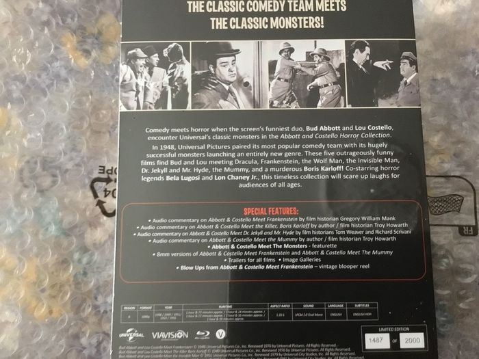 Abbott &Costello Horror Collection Limited Edition Blu Ray Australia Import