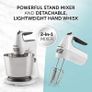 Classic Combo Stand and Hand Mixer | Electric Hand Whisk and Stand Food Mixer | 3.7 Litre Stainless Steel Bowl | Swivel Control, Whisk, Dough Hooks and Beaters (FREE POSTAGE) Image 2