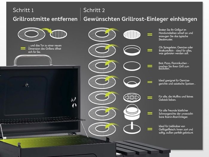 Grillwagen Toronto Click Charcoal Barbecue, Anthracite/Stainless Steel, 56 x 41.5 cm