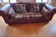 Leather and fabric sofa