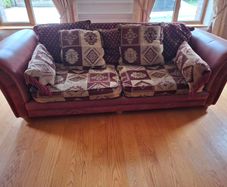 Leather and fabric sofa