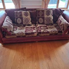 Leather and fabric sofa