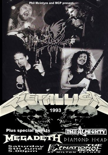 Metallica Concert Poster Milton Keynes Bowl 1993 Replica