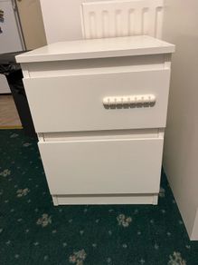 White Bedside Table with 2 Drawers - Good Condition