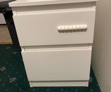 White Bedside Table with 2 Drawers - Good Condition
