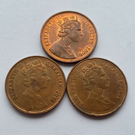 Gibraltar 3 Coins 1p Gibraltar 1p Penny Mace of the House of Assembly