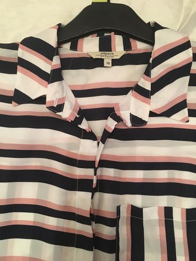 Sleeveless Blouse Size 18 Striped long floaty fabric