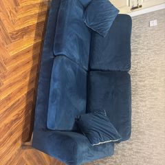 Blue velvet couch