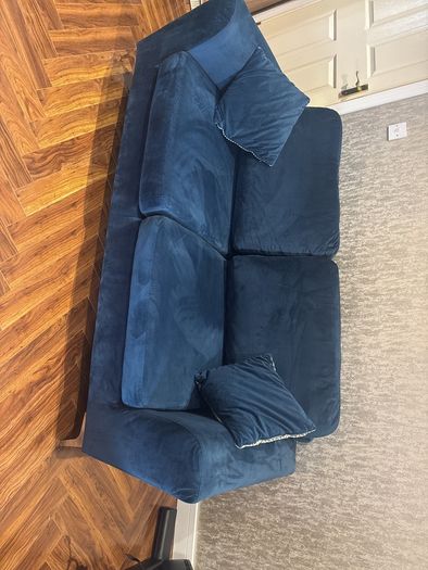Blue velvet couch