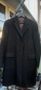 strellson mens long brown herringbone dress coat