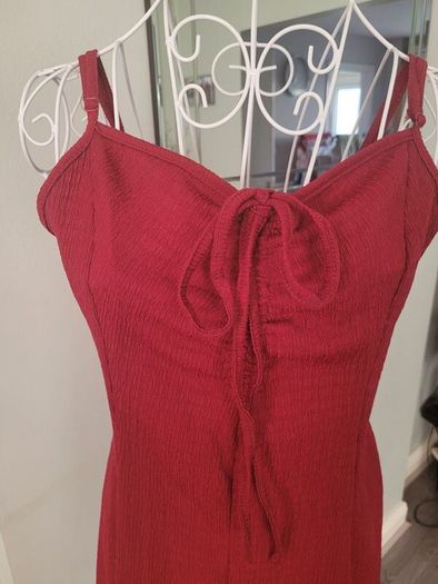 red strappy dress