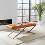 Eco Leather Bench  Gold Powder-Coated Metal,Heavy Duty Image 2