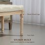French Style Vintage Wooden Bench, Cream White Tufted Upholstered Seat, Classic Carved Wood Frame for Bedroom, Hallway & Entryway Image 5