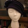 Woollen Purple Hat with flowers Image 4