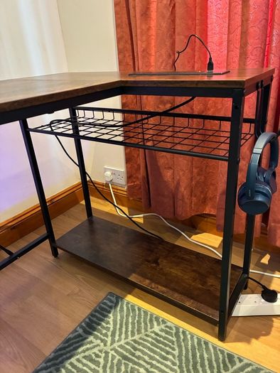 Wood with metal frame large desk