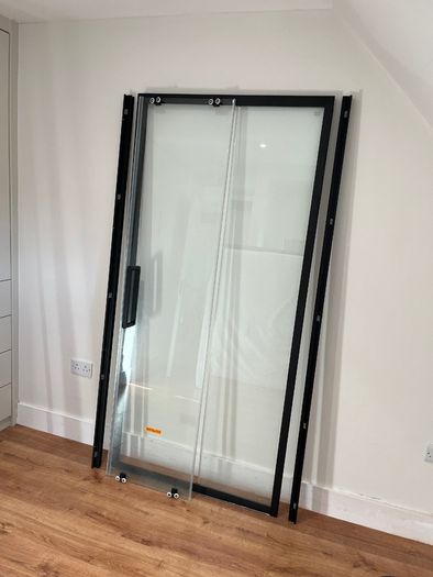 Shower Sliding Door Metal Black 1000 mm Sonas ASPECT
