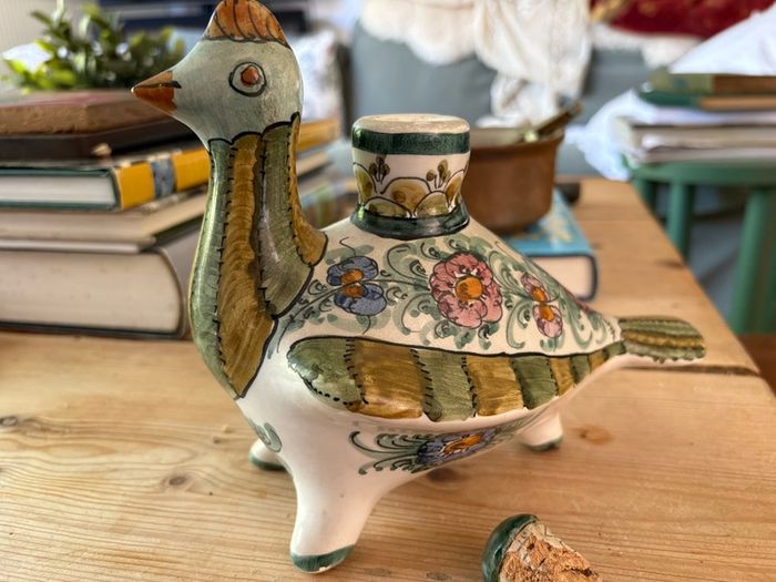 Vintage Greek Skyros hand painted ceramic bottle