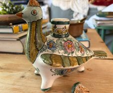 Vintage Greek Skyros hand painted ceramic bottle