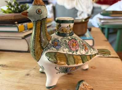 Vintage Greek Skyros hand painted ceramic bottle