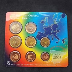 Spanish Official Brilliant Uncirculated (BU) 2003 Euro Coin Set