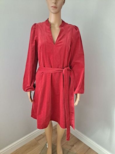 Boden red fine cord dress size UK 12