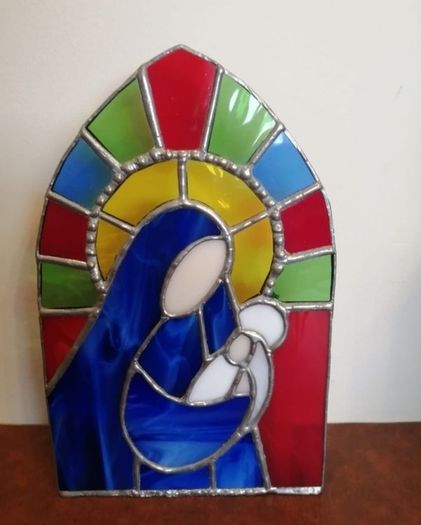 Madonna & Child Stained Glass Candle Holder