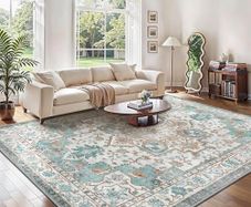 Large Washable Rugs for Living Room 200x290cm, Extra Large Area Rug, Vintage Boho Rugs, Low Pile, Non-Shedding, XXL Carpet, Traditional Oriental Design, Dining Room, Home Office, Bedroom