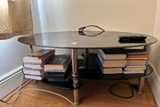 Oval Glass &amp; Chrome TV Stand / Coffee Table