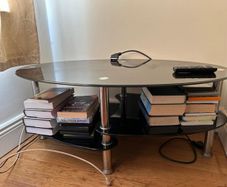 Oval Glass & Chrome TV Stand / Coffee Table