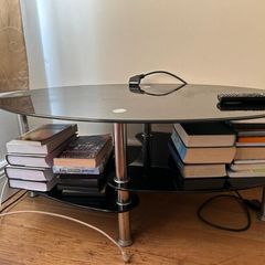Oval Glass & Chrome TV Stand / Coffee Table