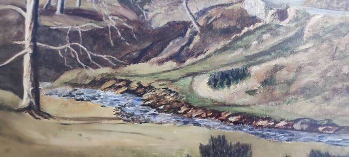 A very old hand-painted painting on canvas
