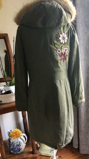 Green parka coat