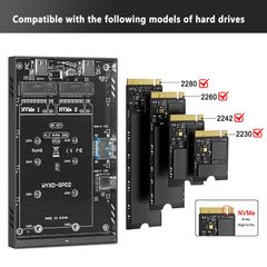Dual Bay M.2 NVMe SSD Enclosure USB 3.2 Gen2 10Gbps Type-C