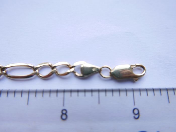 Vintage sold 9K Yellow Gold 375 Figaro Chain Bracelet length 9,2" - 6,5g
