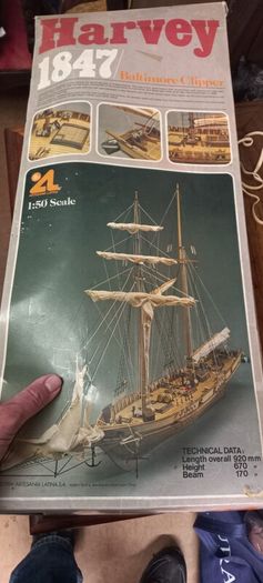 Antique Harvey 1847 Baltimore Clipper Model ship kit