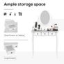 Dressing Table Vanity Set Vintage Desk Stool Mirror Makeup Furniture Shabby Chic Style Jewelry Cosmetic Storage 5 Drawers - White Image 6