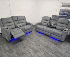 3+2 Titan Plus Grey Fabric Recliner Sofa Set