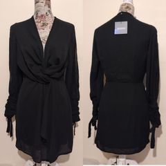 missguided slit sleeve knot front wrap dress  NEW WITH TAGS