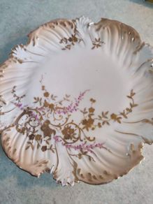 VERY Rare find  Antique Pretty Rare L S & S Limoges Pink and Gold Floral Hand Painted Porcelain