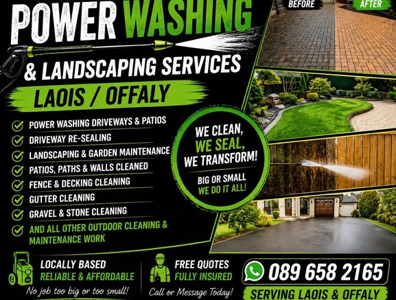 Power Washing & Landscaping Services | Laois & Offaly | Fully Insured | Free Quotes