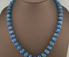 Antique Venetian Style Thousand Eyes Blue Eyes Glass Beads Necklace