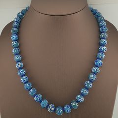 Antique Venetian Style Thousand Eyes Blue Eyes Glass Beads Necklace