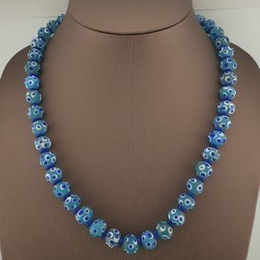 Antique Venetian Style Thousand Eyes Blue Eyes Glass Beads Necklace