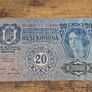 Austria-Hungary, 20 Kronen banknote, 2 January 1913, circulated, with overprint - free standard postage Image 2