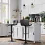 _Set of 2 Bar Stools Height Adjustable Backrest and Footrest with PU Cover and Padding for Bar, Kitchen, Dining and Living Room up to 120 kg Load Capacity Black Image 2