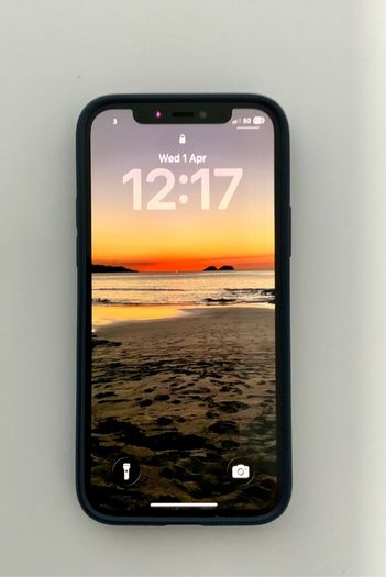 iPhone 12, Blue, Unlocked with Spigen case