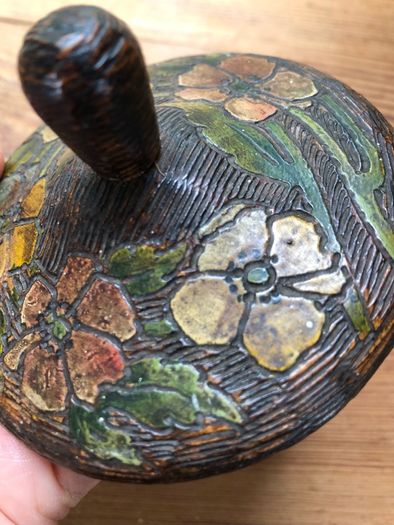 Vintage Handcrafted Wooden Trinket Box Decorative Carved Flowers