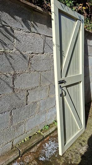 Solid Wooden Garden Shed Door Sage Green