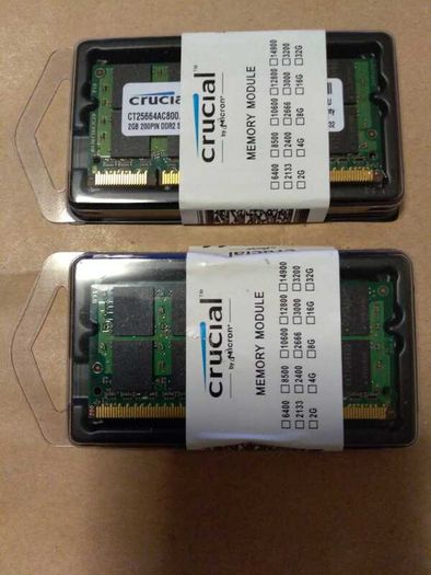 Crucial 2gb 4gb Pc2-6400 5300s  800mhz Ddr2 200pin Laptop So-dimm Memory