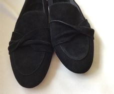 M&S Size 8 Wide Fit Black Suede Leather Ladies Shoes